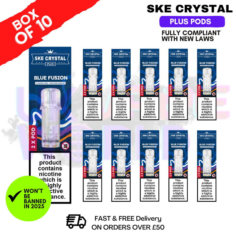 Shop Blue Fusion SKE Crystal Plus Prefilled Pod Box Of 10 - UK Vape World