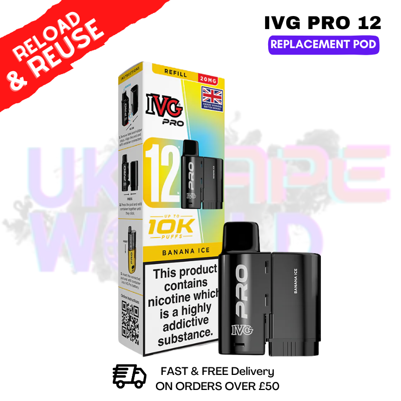 Banana ICE IVG Pro 12 REFIL Pod Pack - ukvapeworld