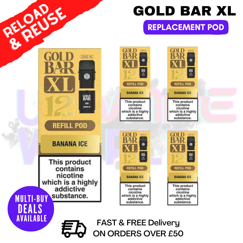 Banana Ice Gold Bar XL REFIL Pods Box Of 5 - ukvapeworld