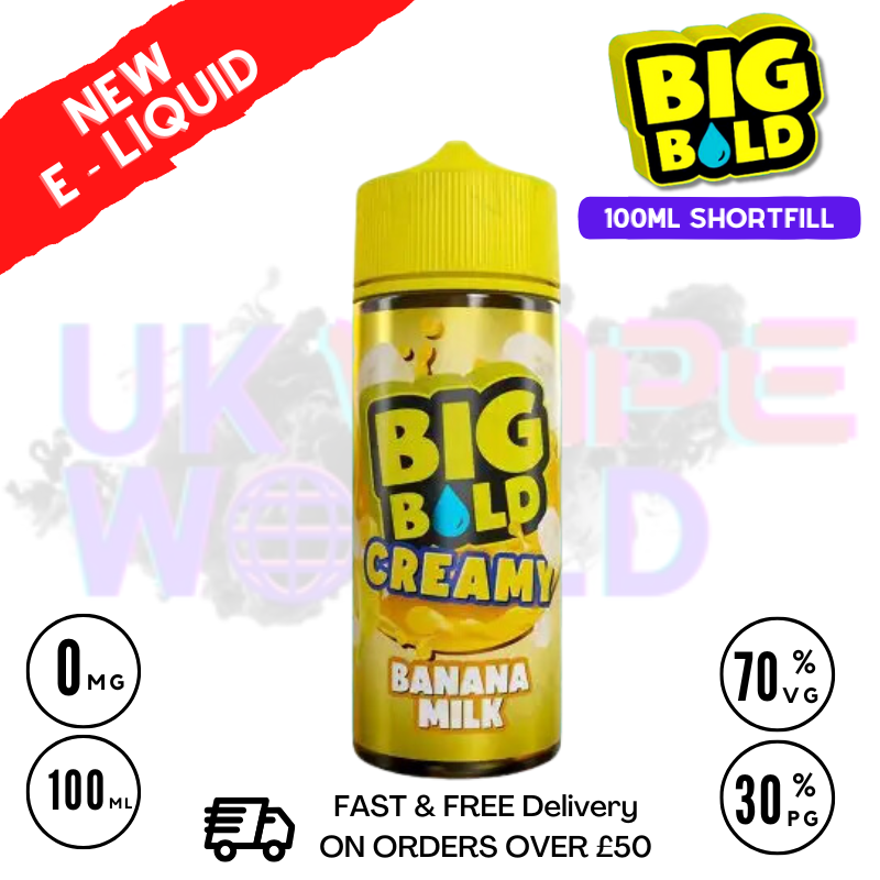 Banana Milk Big Bold Vape Juice 100ml | 9.50 + Nicshots Banana Milk Big Bold Vape Juice 100ml | 9.50 + Nicshots