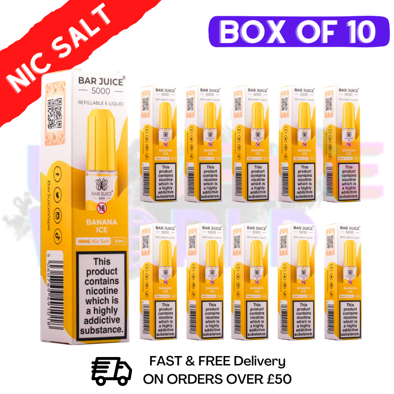 Shop Banana Ice Juice 5000 Nic Salt Pack / Box of 10 - UK Vape World