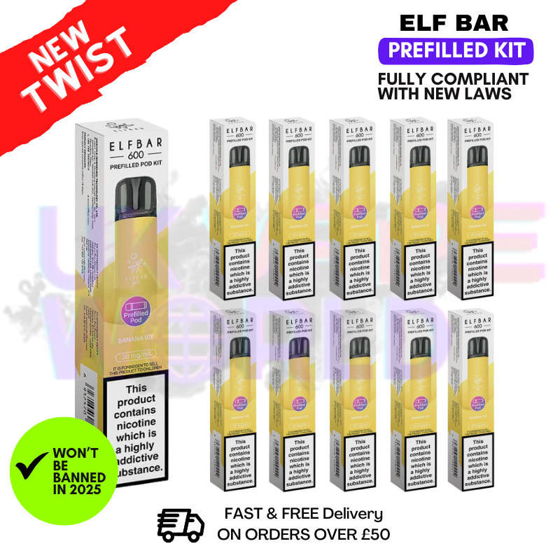 Elf Bar 600puff Banana Ice Box of 10