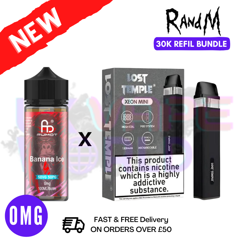 Banana Ice RandM 30K Puff Zero Nicotine Vape Kit - UK Vapeworld