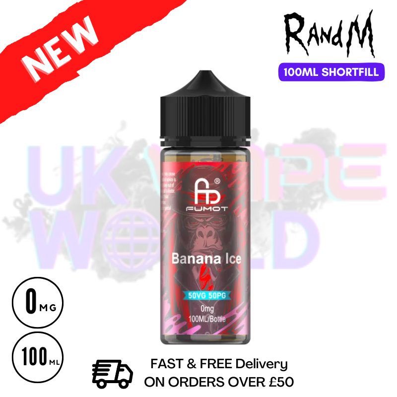 Banana Ice RandM 100ML Fumot Shortfill Eliquid - UK Vapeworld