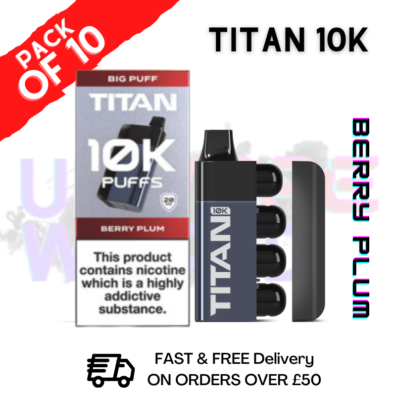 Shop Berry Plum Titan 10K Disposable Vape Kit Pack Of 10 - UK Vape World