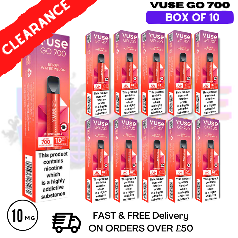 Shop Berry Watermelon (10MG) - VUSE GO 700Puff Box of 10 - UK Vape World