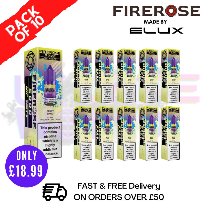 Shop Berry Bang Firerose 5000 Nic Salt Box Of 10 - UK Vape World