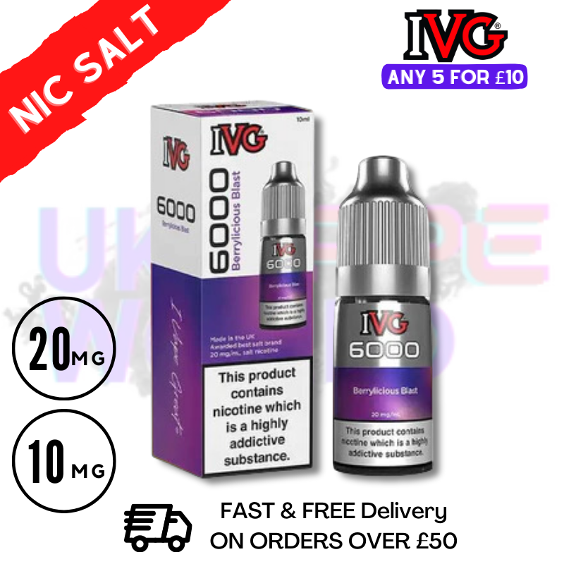 Shop Berrylicious Blast IVG 6000 Nic Salt E-Liquid - UK Vape World