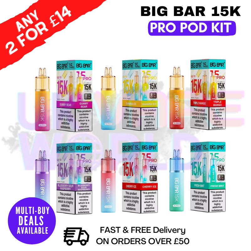 Shop Big Bar 15K Pro 15000 Puff Pod Kit - Any 2 For £14 - UK Vape World