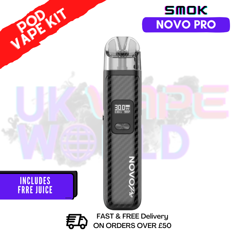 Black Carbon Fiber Smok Novo Pro Pod Kit + Free Nic Salt