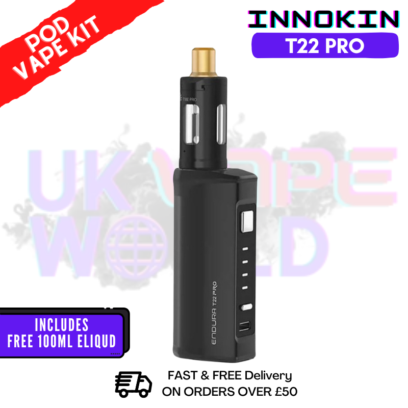Black Innokin Endura T22 Pro Kit + FREE 100ML E Liquid