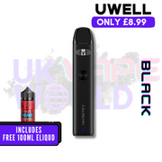 Black Uwell Caliburn A2 Pod Vape Kit + Free 100ML Eliquid - UK Vape World