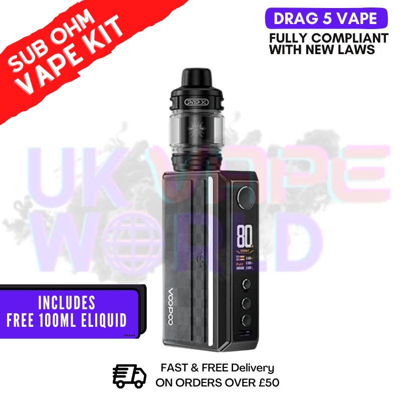 Black VooPoo Drag 5 Vape Kit | £41.99 + FREE LIQUID