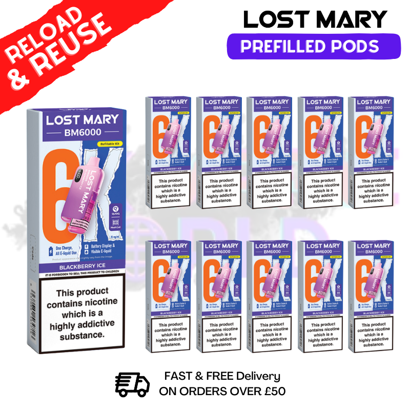 Blackberry ICE Lost Mary BM6000 Replacement Pods BOX OF 10