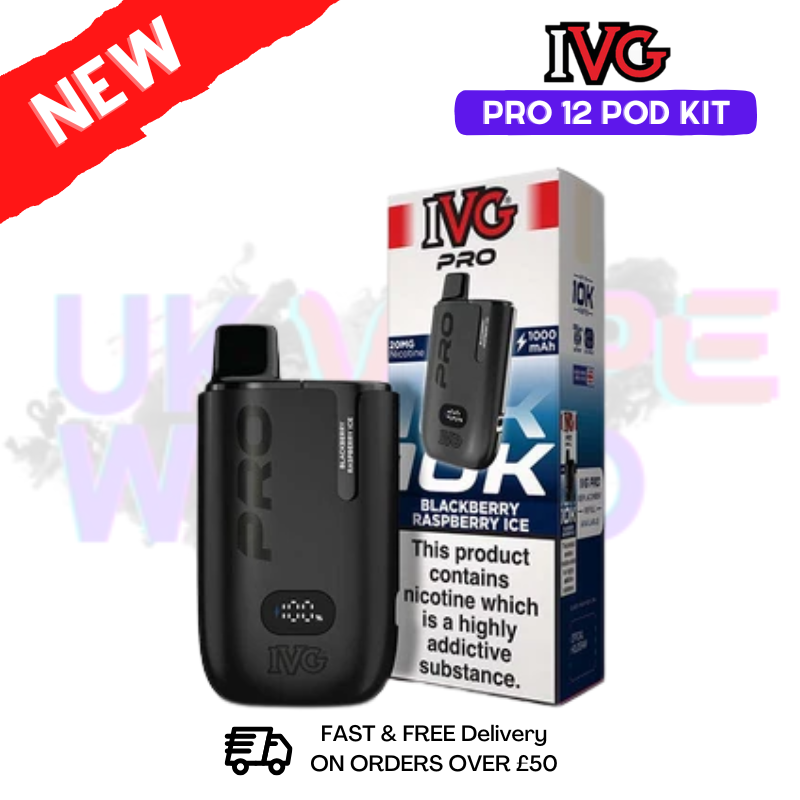 Blackberry Raspberry Ice IVG Pro12 Prefilled Pod Kit - UK Vapeworld