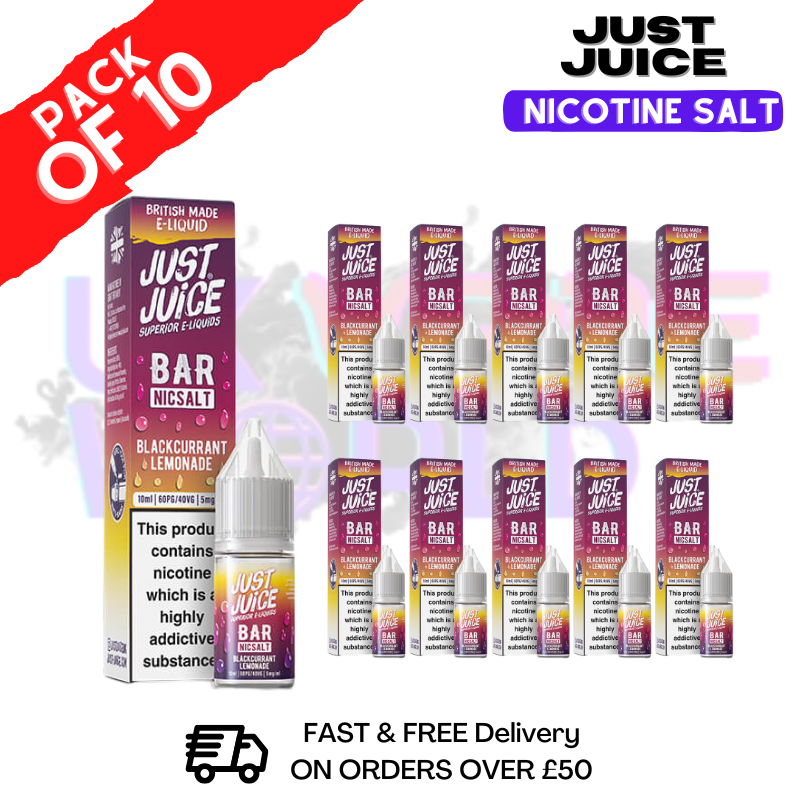 Blackcurrant Lemonade Just Juice Nic Salt Box Of 10 - ONLY £17.99 - ukvapeworld