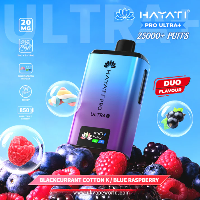Blackcurrant Cotton K - Blue Raspberry Hayati Pro Ultra Plus 25000 Prefilled Pod Kit