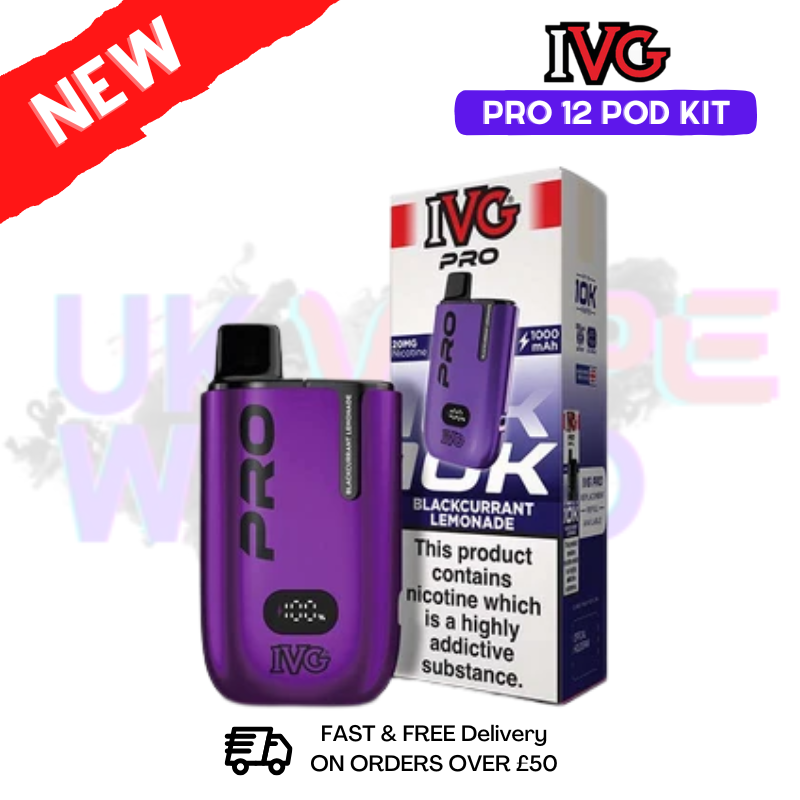 Blackcurrant Lemonade IVG Pro12 Prefilled Pod Kit - UK Vapeworld