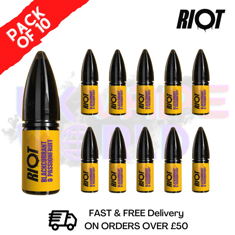 shop Blackcurrant & Passionfruit Riot X Nic Salt Box Of 10 - ukvapeworld