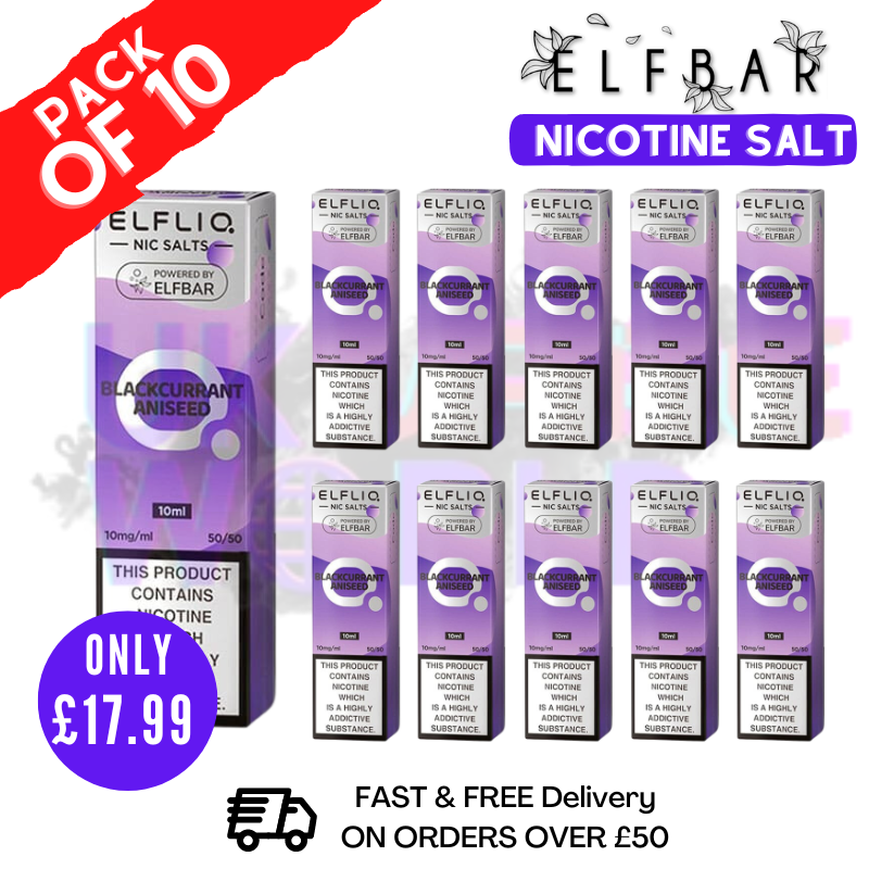 Shop Blackcurrant Aniseed ElfLiq Nic Salt BOX OF 10 - ONLY £17.99 - UK Vape World