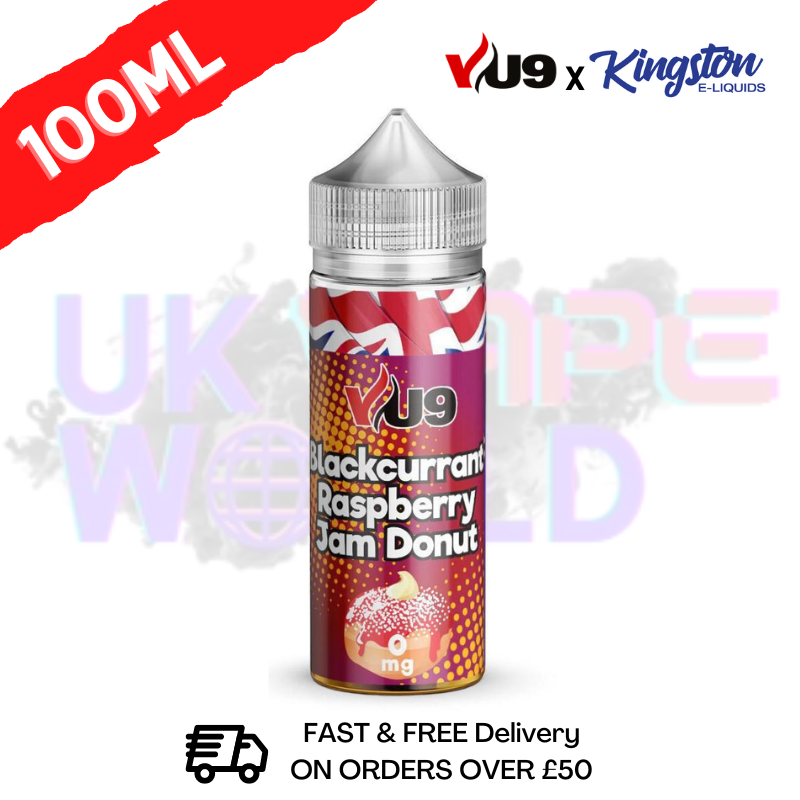 Blackcurrant Raspberry Jam Donut Shortfill Juice 100ML Eliquid - VU9 x Kingston - UK Vape World