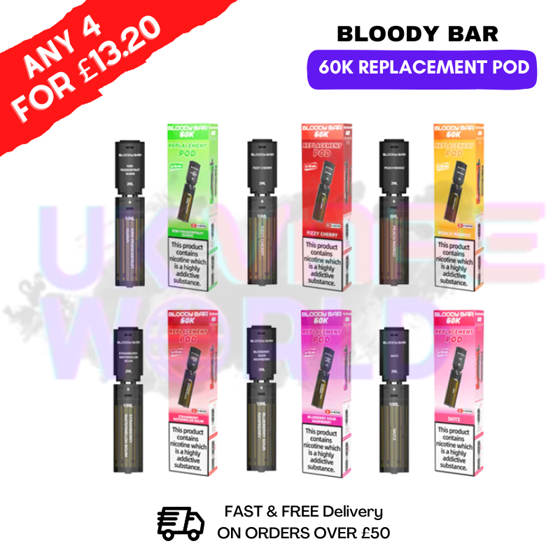 Shop Bloody Bar 60K Replacement Pods - Any 4 For £13.20 - UK Vape World