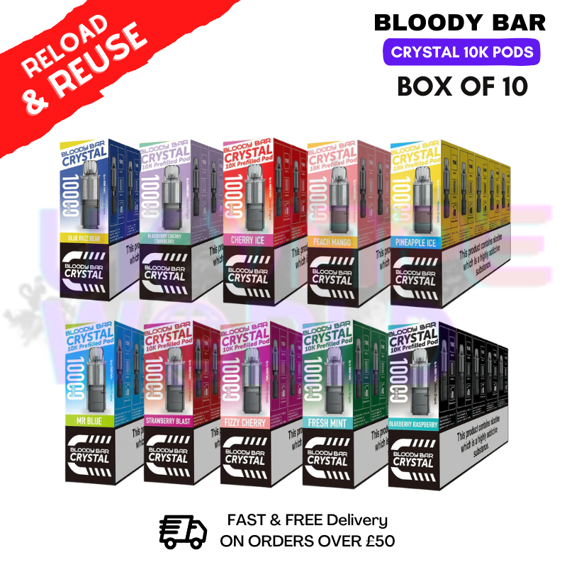 Shop Bloody Bar Crystal 10K Replacement Pods Box Of 10 - UK Vape World