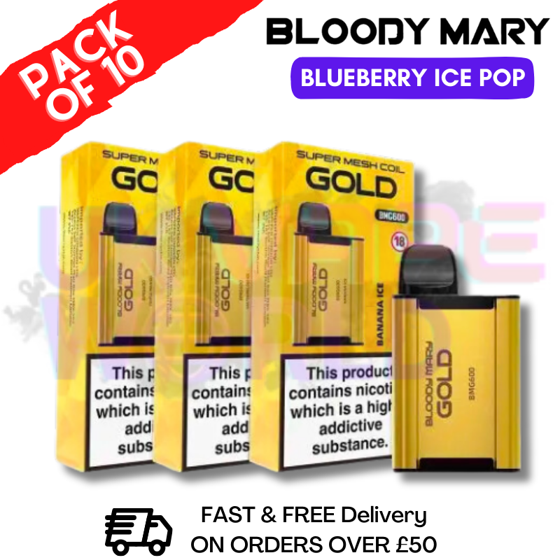 Shop Blueberry Ice Pop Gold Bloody Mary 600Puff Disposable Pod Kit - UK Vape World