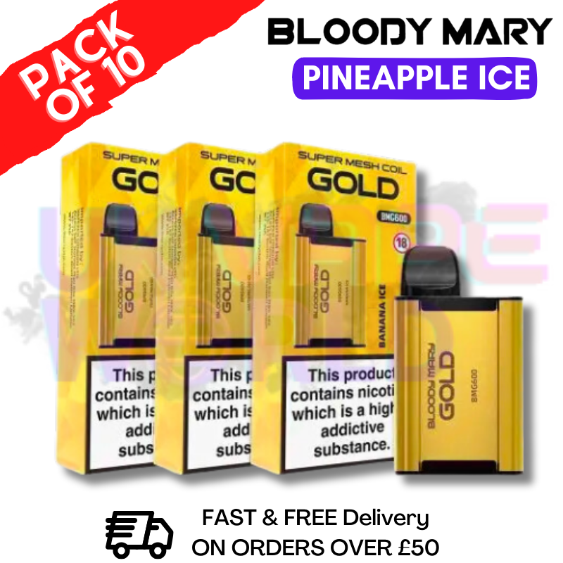 Shop Pineapple ICE Gold Bloody Mary 600Puff Disposable Pod Kit  - UK Vape World