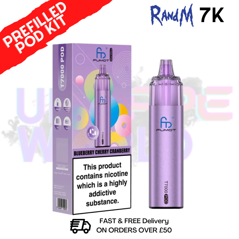 Blue Cherry Cranberry Fumot RandM T7000 7K Prefilled Pod Kit - ukvapeworld