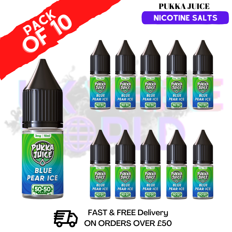 Blue Pear Ice Pukka Juice Nic Salt Box Of 10