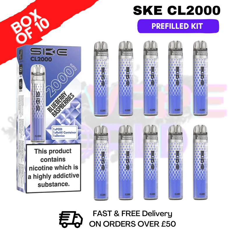 Blue Raspberries SKE CL2000 Kits Box Of 10 - £39.99 - ukvapeworld