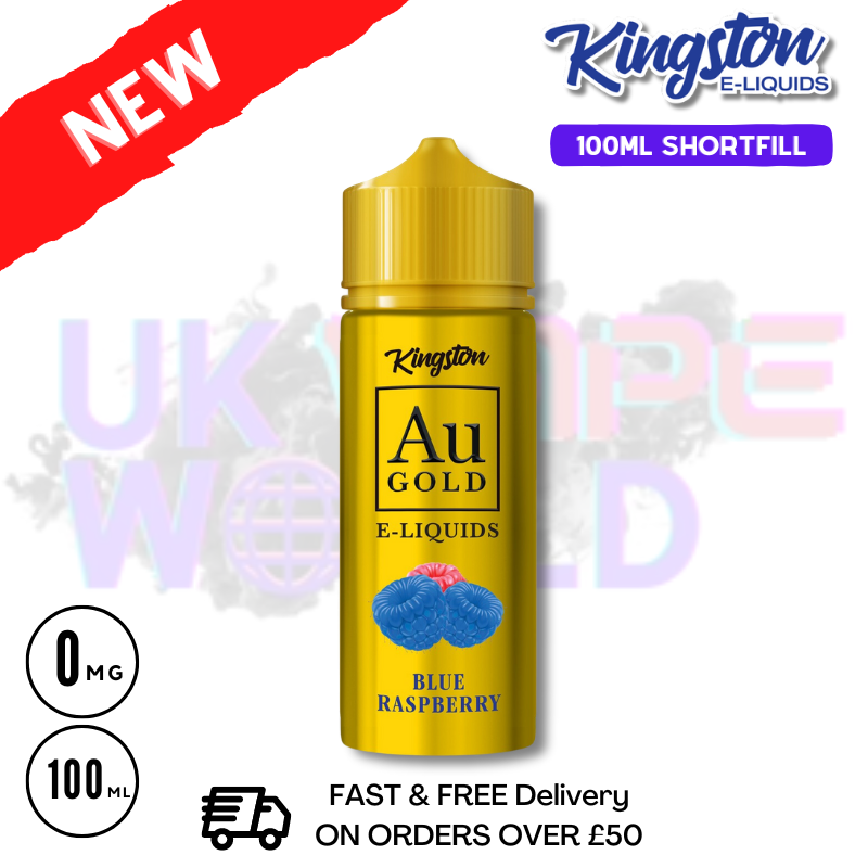 Shop Blue Raspberry - AU Gold Kingston 100ML Eliquid - UK Vape World