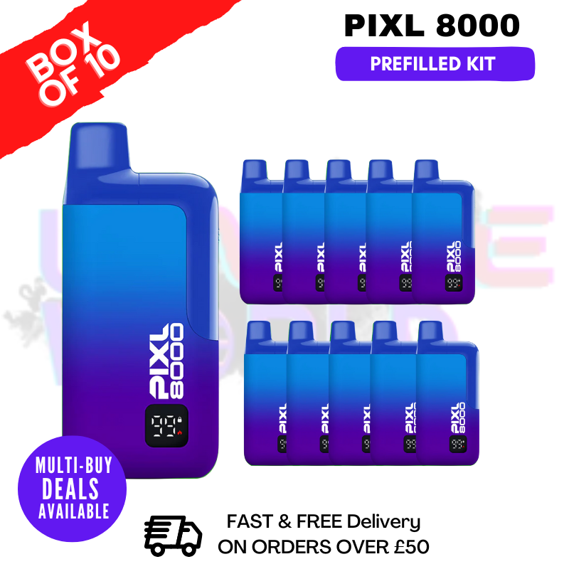 Blue Raspberry pixl 8000 Kits Box Of 10 - ukvapeworld