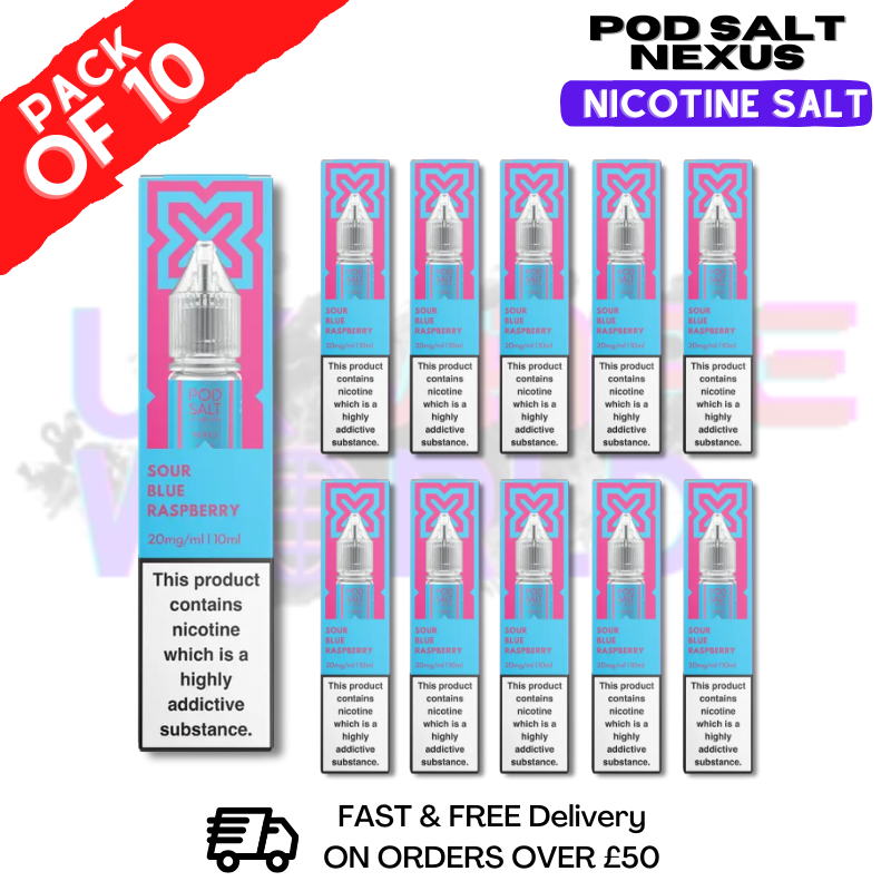 Shop Blue Raspberry Pod Salt Nexus Nic Salt Box Of 10 - UK Vape World