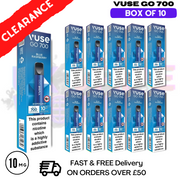 Shop Blue Raspberry (10MG) - VUSE GO 700Puff Box of 10 - UK Vape World