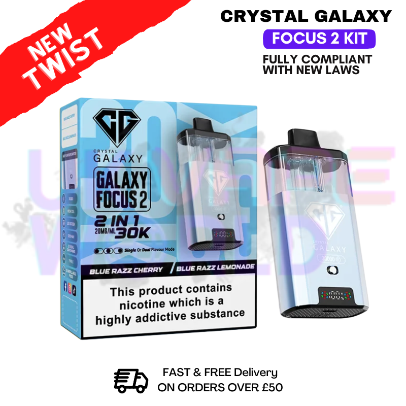 shop Blue Razz Cherry Crystal Galaxy 30K Focus 2 Puff Kit - ukvapeworld
