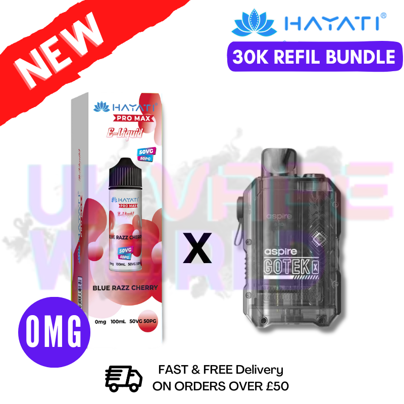 Blue Razz Cherry Hayati 30K Puff Zero Nicotine Vape Kit - ukvapeworld