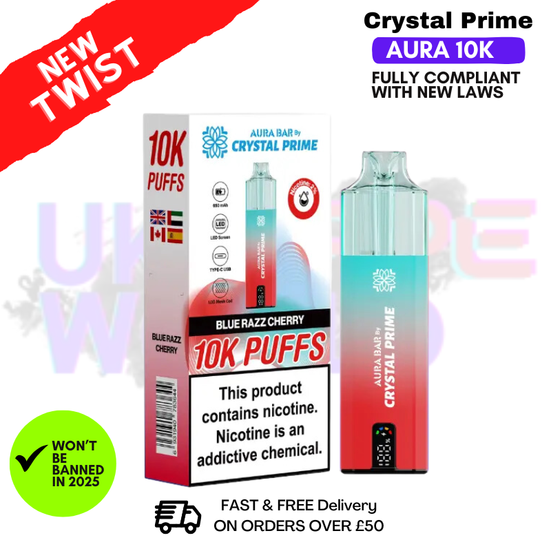 Blue Razz Cherry Crystal Prime 10K Puff Pod Kit - UK Vape World