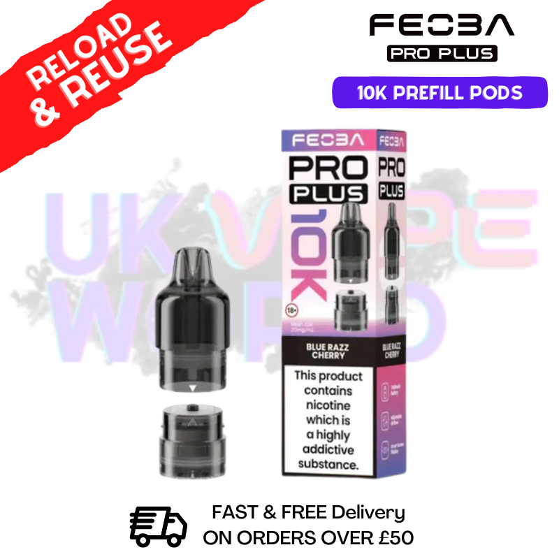 Blue Razz Cherry Feoba Pro Plus 10K Refil Pods - Only £5.85 - ukvapeeworld