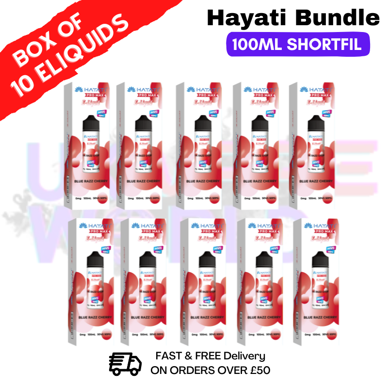 Blue Razz Cherry Hayati 100ML Box Of 10 + Free NicShots