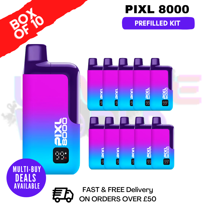 Blue Razz Cherry Pixl 8000 Kits Box Of 10 - ukvapeworld