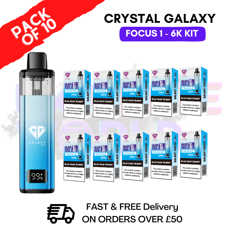 Blue Razz Gummy Crystal Galaxy Focus 6K Kits Box Of 10 - ukvapeworld