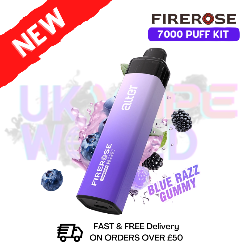 Blue Razz Gummy Elux Firerose 7K 7000 Puff Pod Kit - ukvapeworld