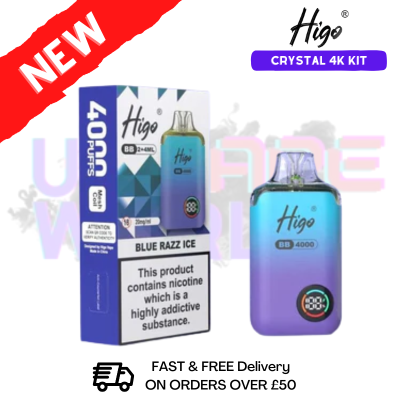 Blue Razz Ice Crystal Higo 4000 Puff Prefilled Pod Kit - £9.95 - ukvapeworld