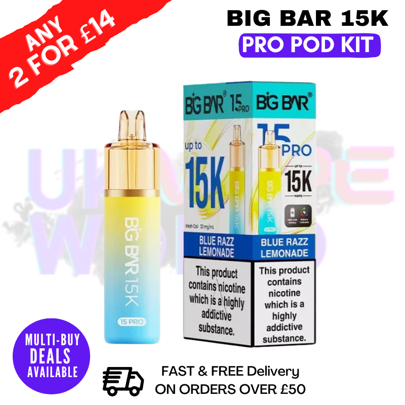 Blue Razz Lemonade Big Bar 15K Prefilled Pod Kit - £7.89 - ukvapeworld