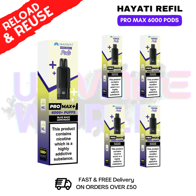 shop Blue Razz Lemonade Hayati ProMax 6K Replacement Pods Box Of 5 - ukvapeworld