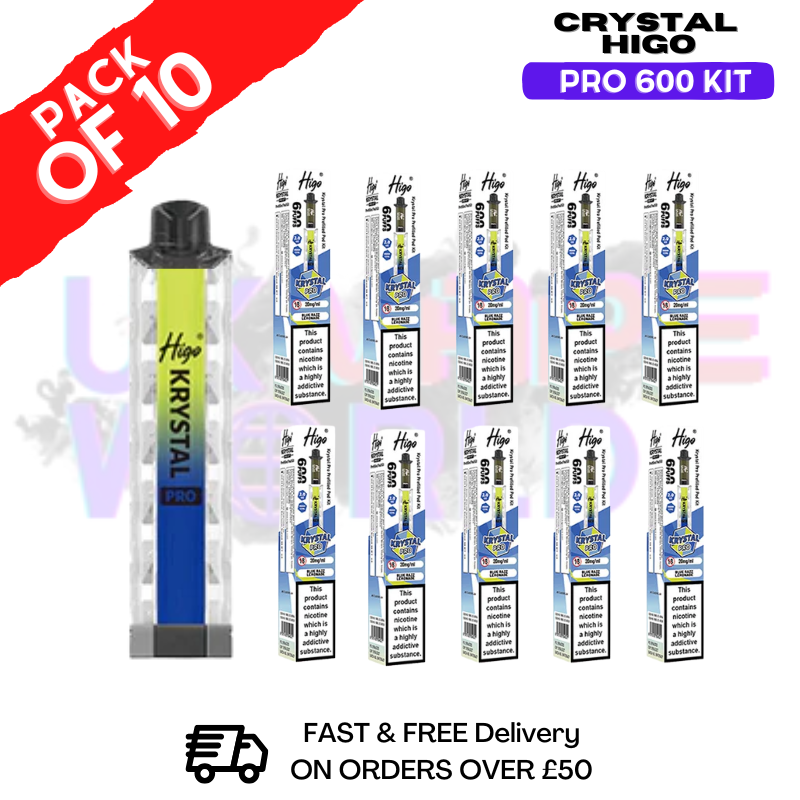 Blue Razz Lemonade HIGO Crystal Pro 600 Puff Kits Box Of 10 - ukvapeworld
