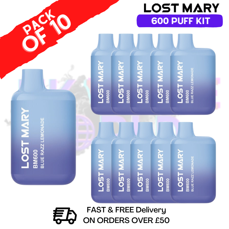 Blue Razz Lemonade Lost Mary 600 Puff Bars Pack Of 10 - ukvapeworld