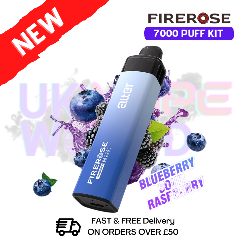 Blue Sour Raspberry Elux Firerose 7K 7000 Puff Pod Kit - ukvapeworld